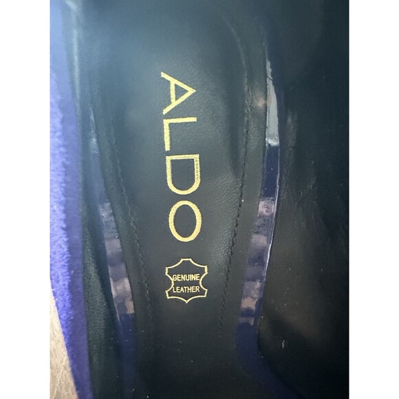 Aldo Deltoro Cobalt Blue Heels Size 6 US 36 Spike Heel Peep Toe Platform Yellow - Picture 9 of 12